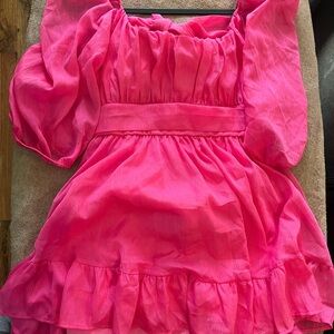 Lucy in the Sky Fuchsia Dress with Puff Sleeves